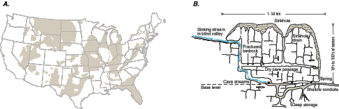 Much of the Nation is underlain by carbonate rocks or gypsum that are exposed at the land surface or are in the zone of active ground-water circulation.