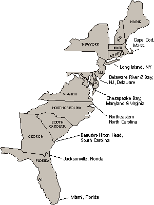 Development of ground-water resources along the Atlantic coast has caused saltwater to intrude many highly productive freshwater aquifers.