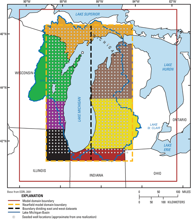  [ Map showing the location of Lake Michigan Basin groundwater flow model ] 