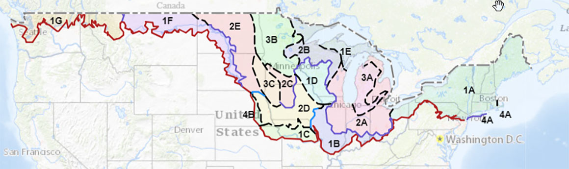  [ Map presenting boundaries of hydrogeologic terranes and the maximum glacial advance in the glaciated conterminous United States. ]