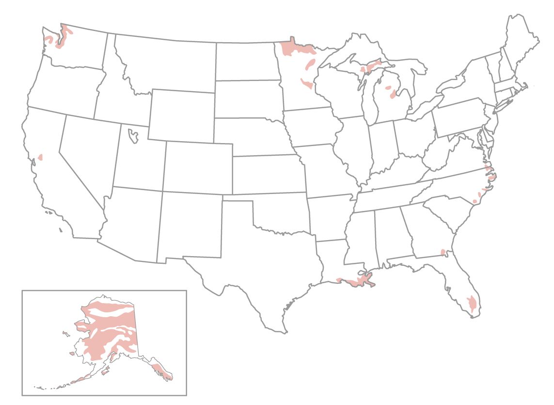  [Map: Figure 6 - Distribution of organic soils of the U.S.] 