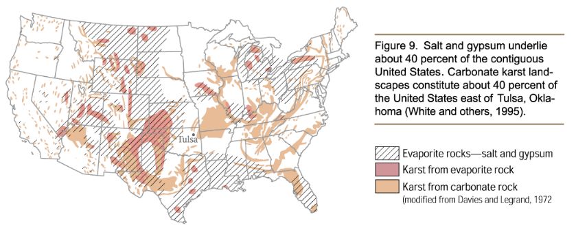  [Map: Figure 9 - Salt and gypsum distribution in the U.S.] 