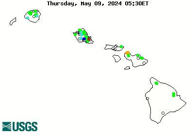Current streamflow conditions in Pacific Islands; click to go to a live map.