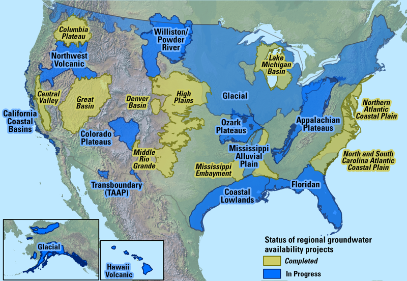  [Map: Locations of regional groundwater availability studies.] 