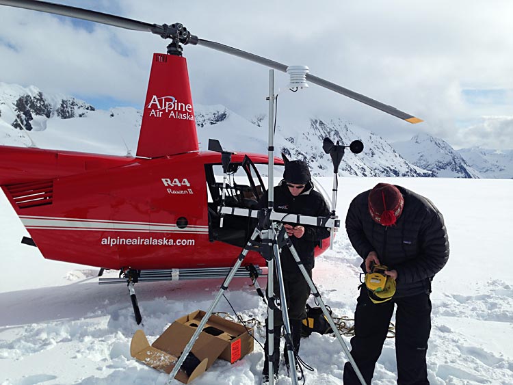 Scientists deploy a micromet station on the Whiteout Glacier in Alaska to investigate the role of temperature inversions on snowmelt and glacier mass balance.